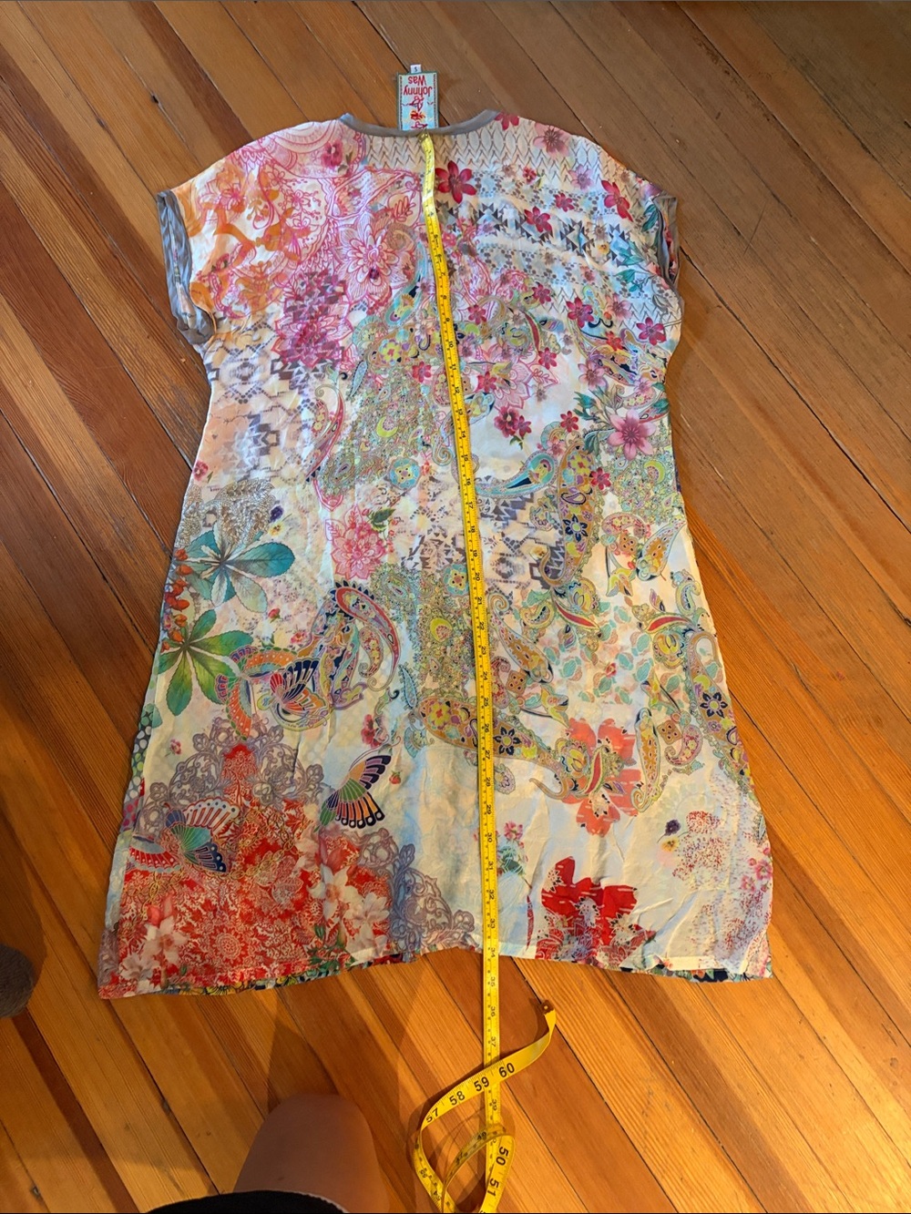Johnny Was Multicolor Patchwork Mini Dress - Blue, Yellow, Green, Pink - Picture 6 of 8